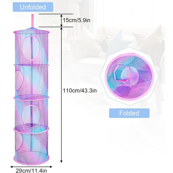 Toy Storage Hanging Stuffed Animals Organizer Closet Holder Toy Organizer 2pc - Picture 7 of 10